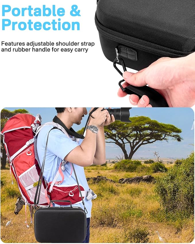 RAIACE Hard Case Compatible with Sony Alpha 7 II III IV/7R V Camera, for Nikon, for Canon, for Pentax and More.Large Capacity With Mesh Pocket for Lens, Charger, Cables, Cards and Accessories.-Black