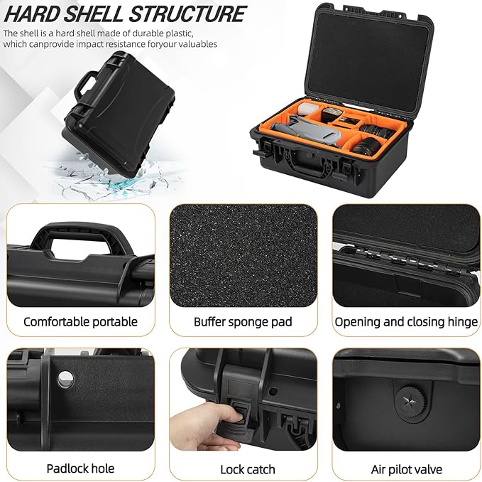 GYXZ Protective Camera Case 16 X 10.6 X 5 Inch Shockproof Water-resistant with Adjustable Dividers (Can hold cameras, pistols, gear, equipment)