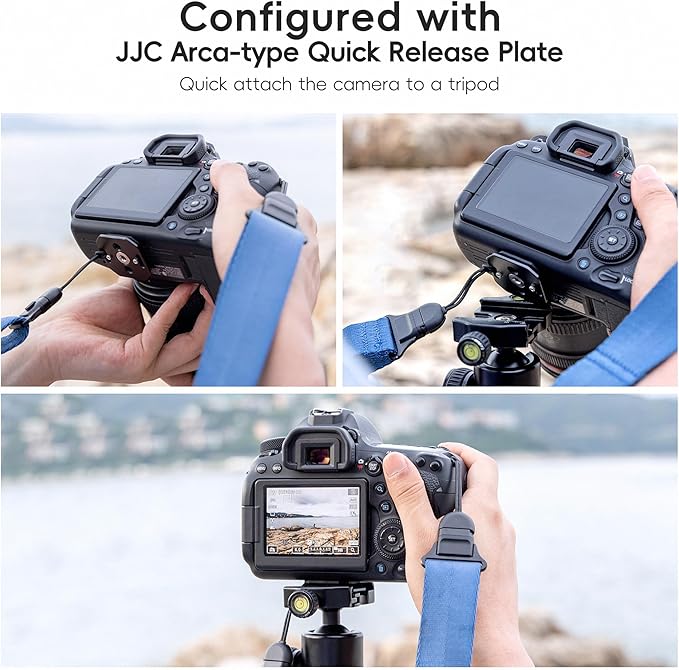 JJC DSLR Neck Strap with Patented Quick Release Buckles, Universal Adjustable Shoulder Sling Strap for Canon Nikon Sony Fujifilm Olympus Pentax DSLR SLR Cameras (Silver Grey)