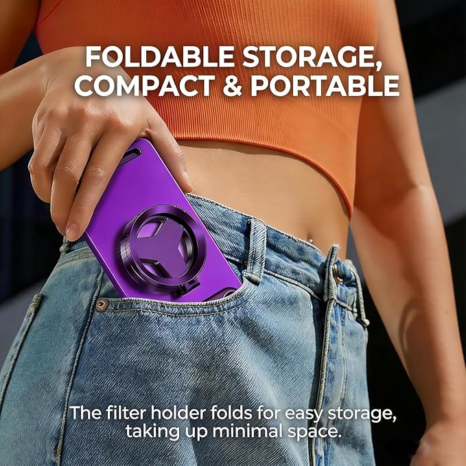 Anti-Glare Magnetic Phone Filter, Reduces Reflections Enhances Colors, Foldable Portable Polarizing Lens Attachment for Glass & Product Photography (2PCS)