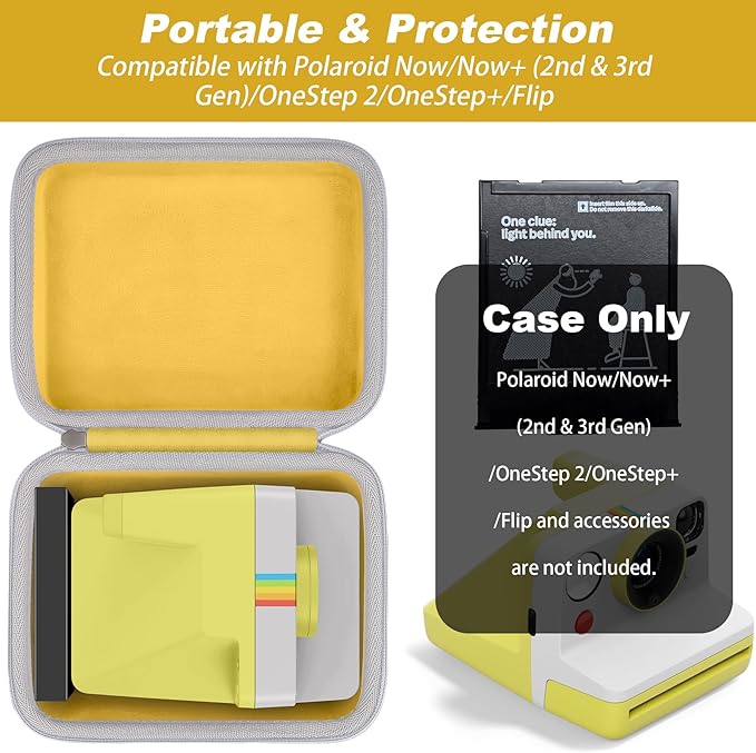 khanka Hard Carrying Case for Polaroid Now 3rd Gen I-Type,Now+ 3rd,Now 2nd,Now+ 2nd Gen,Flip,Originals Now I-Type,Originals Now+,I-2,OneStep+,OneStep 2 Instant Film Camera(Yellow Case)