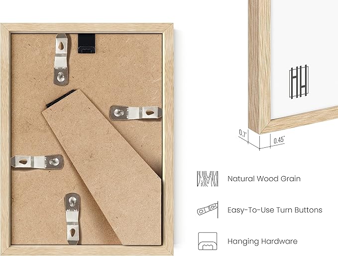 Haus and Hues 5x7 Natural Oak Wood Photo Frame Set of 15 - Mini Picture Frames Bulk Gallery Set - Premium Bulk Picture Frames 5x7 for Stylish Photo Gallery Wall Frame Set - Ideal for Home & Office