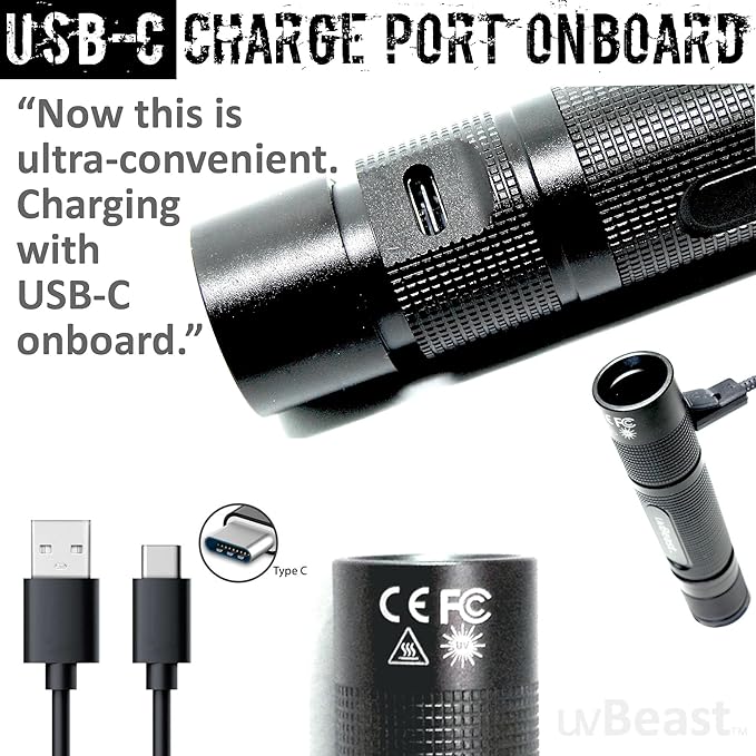 uvBeast New V3 365nm MINI - Black Light UV Flashlight – High Definition Pure Ultraviolet - Professional Grade High Power Upgraded 5 Core UV LED – USA Stock