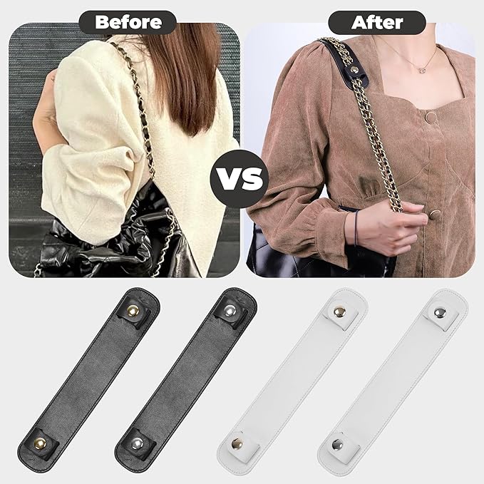 Lambskin Leather Shoulder Strap Pad for Designer Trendy Bags,Detachable Replacement Pressure Relief Cover for Women Tote Bag Handbag Purse Backpack【White,Silvery Studs】