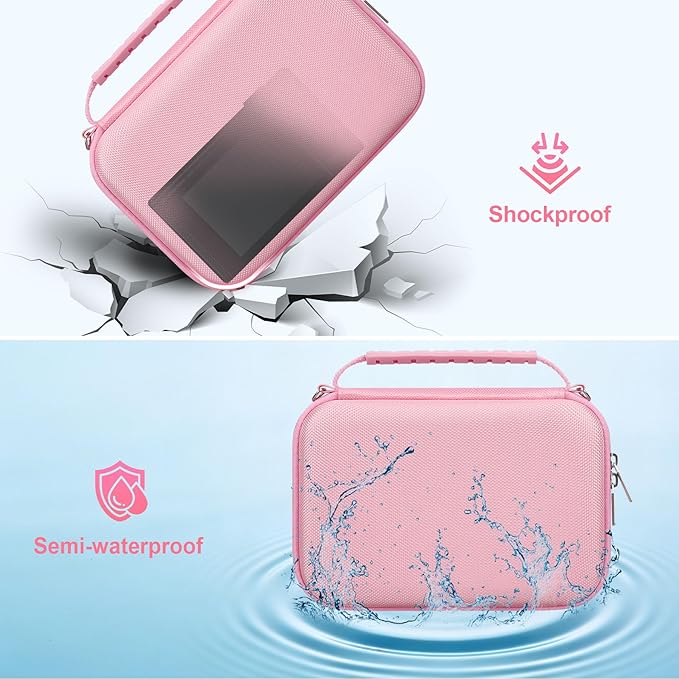 BOVKE Carrying Case for Canon G7X Mark III Mark II, PowerShot SX740 SX730, Sony ZV-1 II/ZV-1F Compact 4K Vlogging Digital Camera Travel Storage Bag for Tripod Microphone Cameras Accessory, Pink