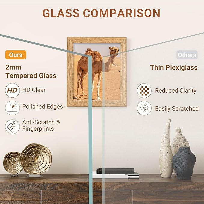 Vivelove 5x6 Picture Frame, High-End Natural Oak 5 x 6 Wooden Frame with Tempered Glass, 5x6 Wood Photo Frame for Wall or Tabletop, Wall Hook Included for Art Photo and Prints, Natural