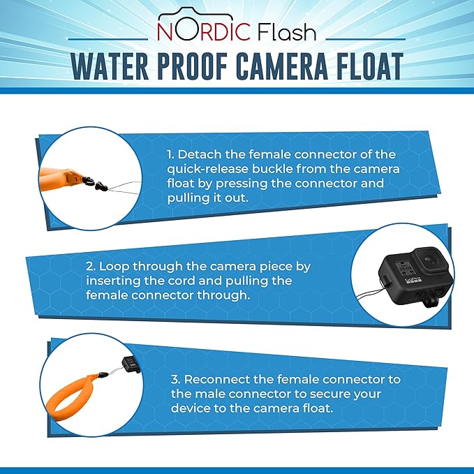 Nordic Flash GoPro Float Strap (2-Pack) – Waterproof Wrist Lanyard for Underwater Camera, Insta360, DJI Action, Fujifilm XT5 - Canon Accessories & Pool Floats
