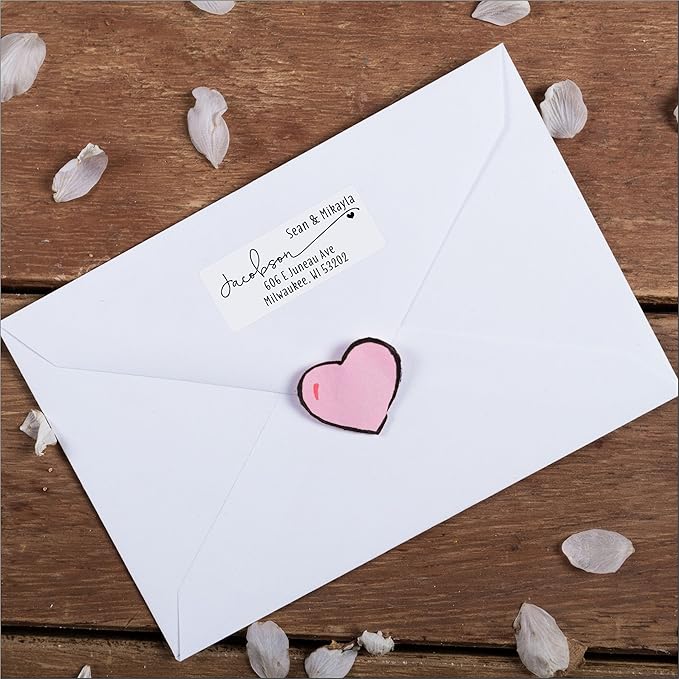 White Address Labels - Personalized Return Address Labels, Mailing and Shipping Labels for Envelopes, Packages, Business, Home by PrettySweetParty (1000, Heart)