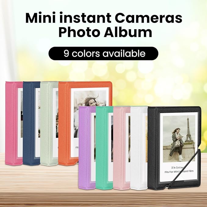 Lifting Mini Photo Album with 28 Pocket 2x3 Inch Pictures Fits for Fujifilm Instax Mini 7s 8 9 11 25 26 40 50s 90 Evo Z2300 Instant Camera, Polaroid Snap,Kpop Photocard Holder (Robin Egg Blue)