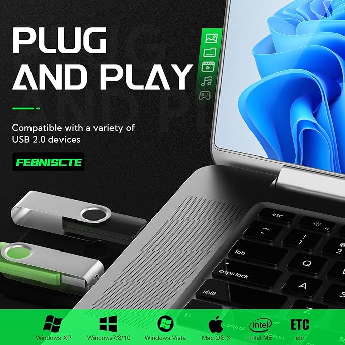 FEBNISCTE 50 Pack 8G Flash Drive - Customized Your Logo USB 2.0 Thumb Drive Memory Stick - 50 PCS