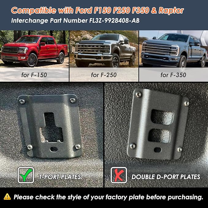 4Pcs Foldable Truck Bed Tie Down Anchors Boxlink Cleats Compatible with Ford F150 F250 F350 & Raptor 2015-2024 2025