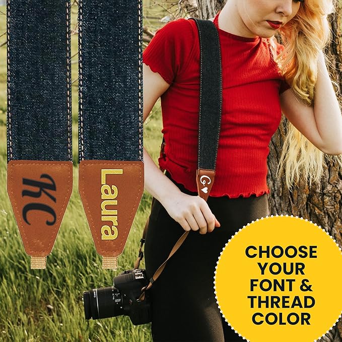 Art Tribute Camera Strap for All DSLR and Mirrorless Cameras. Add Your Name Or Initials Make It a Personalized Gift