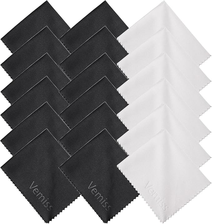 Vemiss 6 Pack Microfiber Glasses Cleaning Cloth, Wipes Lens Eyeglasses & Screens - Reusable, Portable with Keychain & Pouch - Sunglasses, Jewelry, Phone Cleaner Cloth (Color 2)