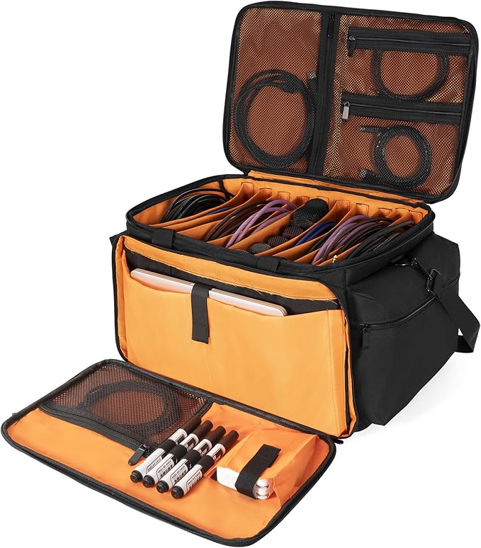 AKOZLIN Cable File Bag with Detachable Dividers for DJ Gear, Sound Instrument Accessories