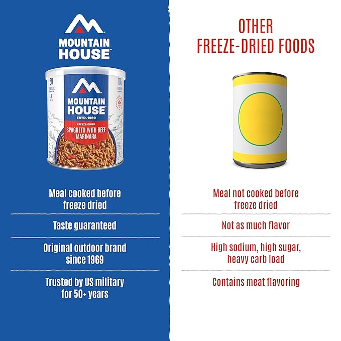 Mountain House Spaghetti with Beef Marinara #10 Can | Freeze Dried Survival & Emergency Food | 7 Servings