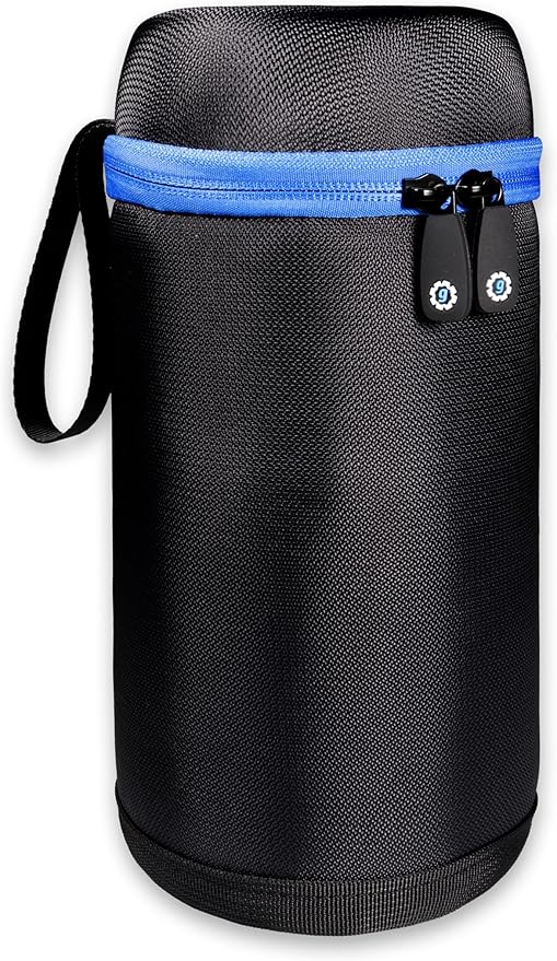 WGear Semi-Hard Lense Case for DSLR Camera Lens (Canon, Nikon, Sony, Pentax, Olympus, Panasonic,etc), Medium Size with Carabiner, Lens Cleaning Wipe (Black Medium)