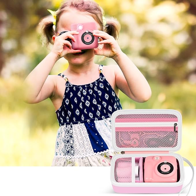 Grapsa Case Compatible with ESOXOFFORE for Dylanto for Yusuuo for WEEFUN for GKTZ for Amzelas for Mafiti Instant Print Camera for Kids, Film Camera Storage Holder Organizer Bag (Box Only)- Pink