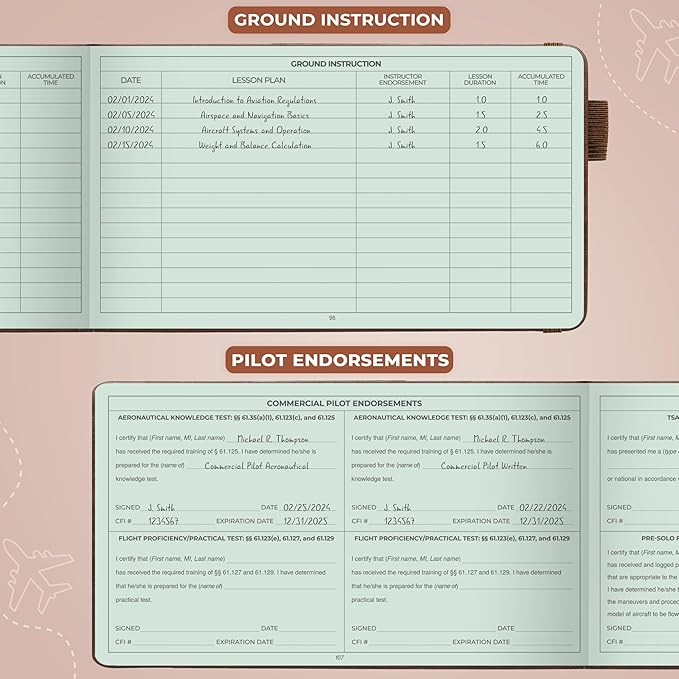 Clever Fox Pilot Logbook – Hardcover Flight Log Journal for Professional & Student Pilots – Aircraft Record Book, Aviation Gifts & Gear (Aviator Brown)