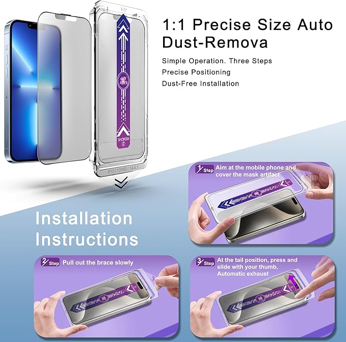 SHANG PIN JIA 2 Pack Matte Screen Protector for iPhone 16e and iPhone 14 and iPhone 13 and iPhone 13 Pro 6.1-Inch Auto Dust Removal, No Bubbles, Tempered Glass Film, Easy Installation