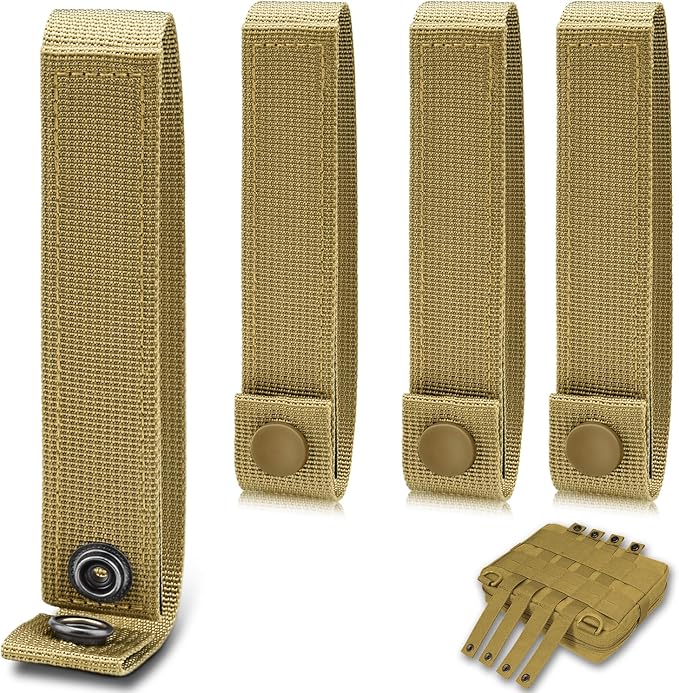 6 Inch Molle Straps with Snaps, 4 Pack Nylon Molle Webbing Strap, Tactical Strap Connectors for Backpack and Outdoor Bag