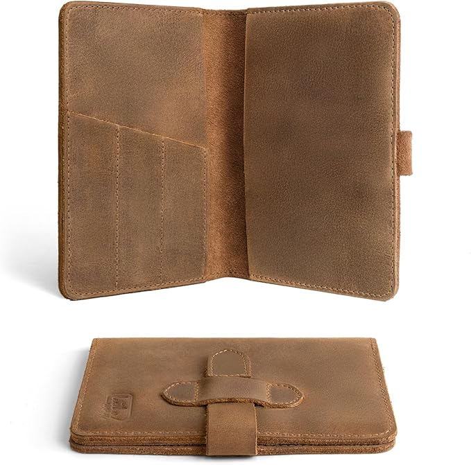Rustic Cover for Field Notes (3.5 x 5.5 in. Notebook not Included) with Pen Slots, Protective Storage for Journal, Full Grain Leather, Handmade (Single Malt Mahogany)