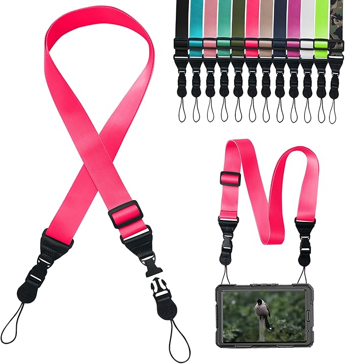 Adjustable Shoulder Strap:Comfortable iPad Strap Nylon Neck Lanyard for iPad/Samsung Tablet Case,Camera Binocular Crossbody Laptop Luggage Bag(Pink)