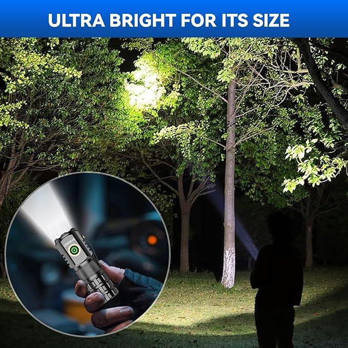 XC06 Mini Flashlight Rechargeable,Pocket Flashlight with Magnet,Super Bright Small Compact Flashlight,5 Modes EDC Flashlight for Camping,Emergency. (1, Black)