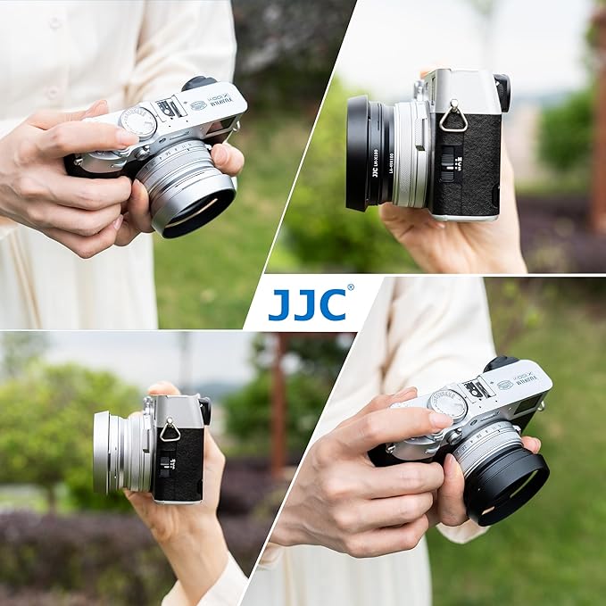 JJC Lens Hood for Fujifilm Fuji X100 X100VI X100V X100F X100S X100T X70 Cameras with 49mm Adapter Ring Replaces Fujifilm LH-X100 Lens Shade and AR-X100 Adapter Ring-Black