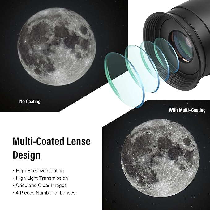 Astromania Eyepiece 17mm for Telescope - 1.25 Inch Plossl Telescope Eyepiece Fully Multi Coated 4-Element, Metal Telescope Accessory with Standard 1.25inch Filter Thread for Astronomic Telescopes