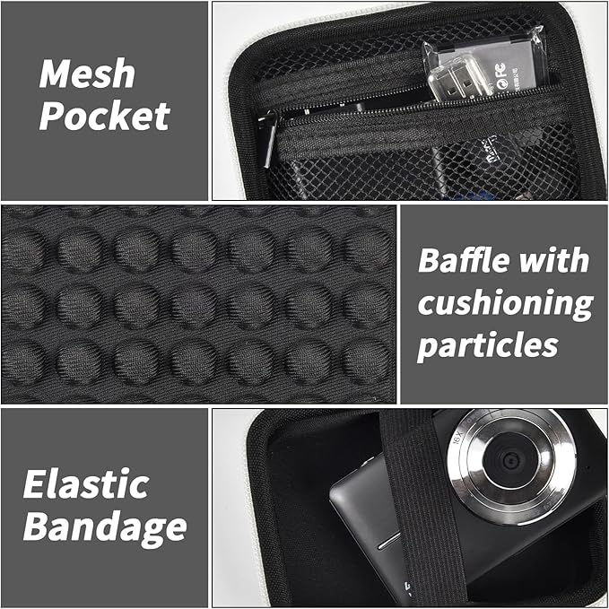 Digital Camera Case for CAMKORY/for Kodak Pixpro/for VAHOIALD/for Sony DSCW800 830/ for Canon PowerShot 180 190. Vlogging Cameras Storage Holder for Accessories (Box Only)-Black