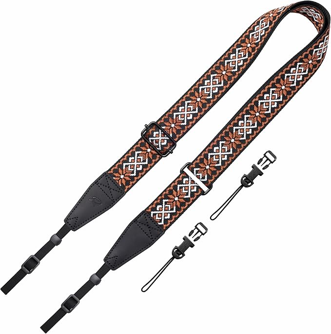 Padwa Lifestyle Adjustable Camera Strap - 1.5" Top Layer Cowhide Head Camera Straps for Photographers, Cotton Adjustable Neck Shoulder & Crossbody Strap Quick Release for All Cameras and Binoculars