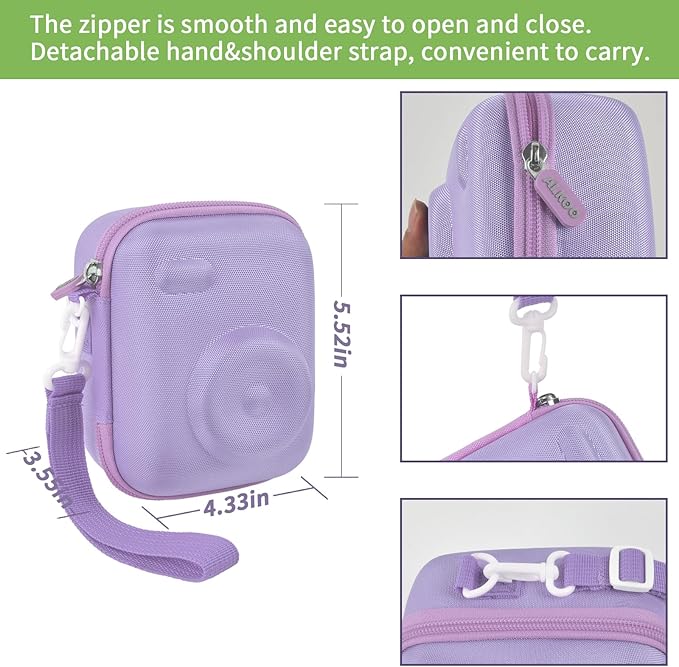 Instant Print Camera Case Compatible with Gofunly Camera, Digital Camera Bag for Esoxoffore/for LETSHAHA/for JPVERLY/for Hangrui, Storage for Printer Paper and 32GB SD Card- Purple (Box Only)