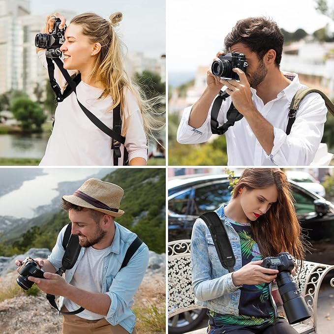 ARVOK Camera Strap - Adjustable Shoulder Strap with Wrist Strap for Nikon Canon Sony Fuji DSLR