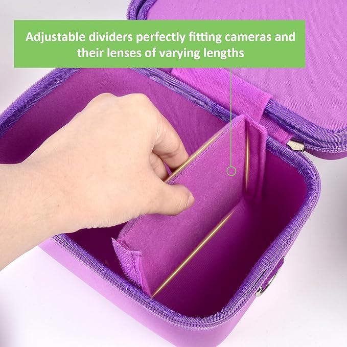 Digital Camera Case Compatible with Canon EOS Rebel T7/ 4000D/ T100 DSLR Cameras, Also for Sony Alpha a6400/ a6100/ a6700/ A6600/ a6300 Mirrorless, Holder for SD Card and More (Purple)
