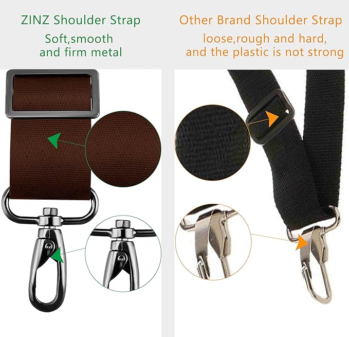 ZINZ Shoulder Strap 58" Ultra-Thick Fixed Padded and Adjustable Buckles Crossbody Strap for Briefcase Laptop Bag Luggage