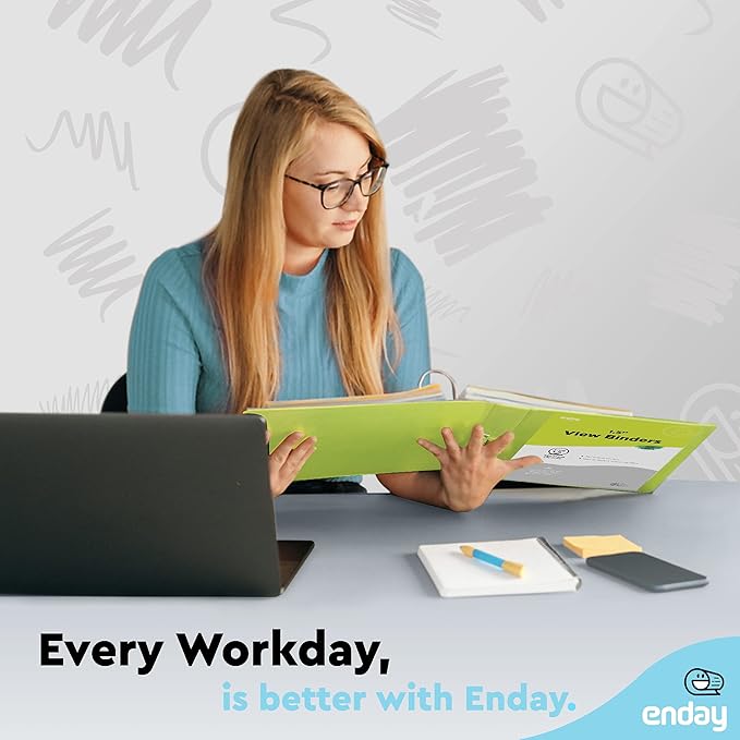 Enday 1.5 Inch Binder (6 Pack - Assorted Colors) 3 Ring Binder 1.5 inch with Clear View Cover and 2 Inside Pocket - for Letter Size 8.5 x 11'' Paper, Ideal for School Supplies, Office, and Home
