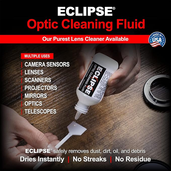 Sensor Cleaning Swab Kit - Eclipse Optic Cleaning Solution (0.5oz/15ml) + Type-1 Sensor Swab Ultra 20mm (Pack of 6) - for APS-H CMOS and CCD Sensors - Dust & Oil Remover