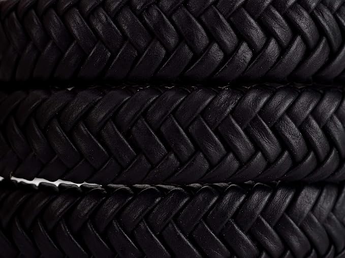 Vi Vante Leather Braided Camera Strap Matador Noir w/Electroplated Rings, Hand-Made 47 inches