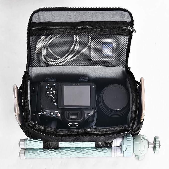 FOSOTO Waterproof (with Rain Cover) Shoulder Camera Case Bag Compatible for Nikon D5600 D750 D3300 Canon Rebel SL2 T7i EOS 80D 60D Sony A77II a68 a99II Travel DLSR SLR Camera Bags