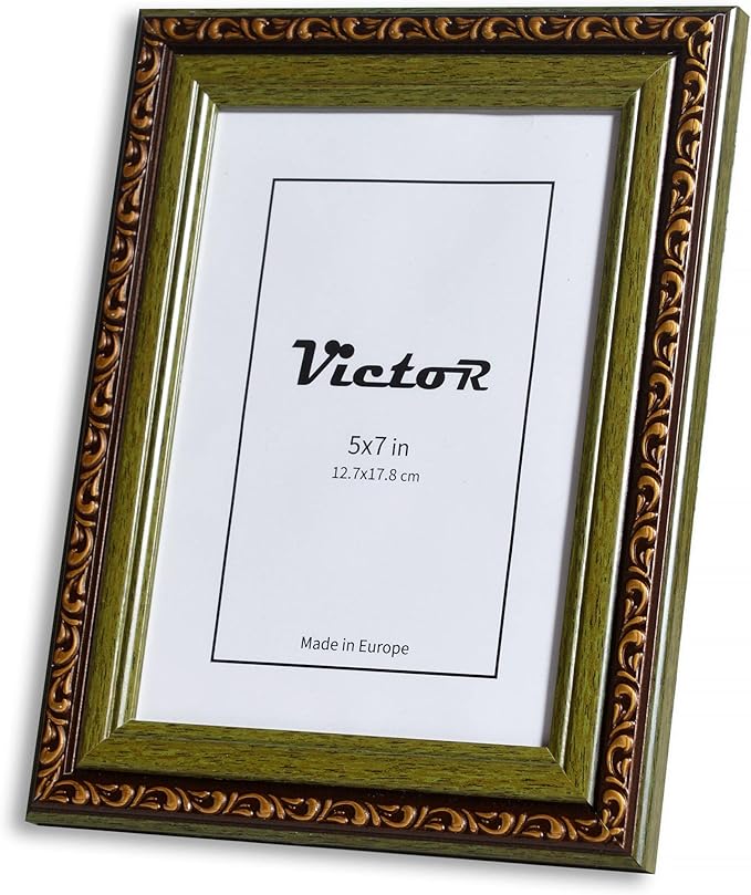 VictoR Picture Frame Chagall 5x7 Brown Green - Vintage Picture Frames with Shutterproof Acrylic Glass - 5 x 7 Photo Frame - Brown Picture Frames - Antique