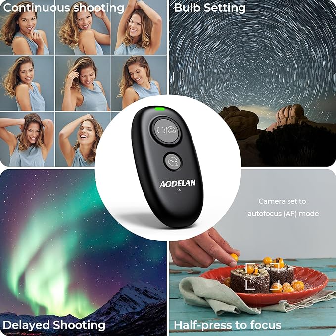 AODELAN USB-C Rechargeable Wireless Camera Remote Shutter Release for Nikon D200, D300, D750, D5000, D5100, D5200, D5600, D7200, D7500, Z6, Z7, D800, D850, Coolpix P1000