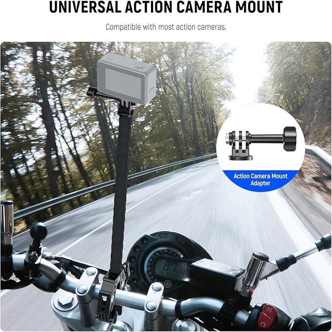 NEEWER GP-26 Action Camera Adapter Mount Kit with Super Clamp, Soft Tube, Phone Holder, Cleaning Cloth, Compatible with GoPro Insta360 DJI iPhone Android for Video Recording