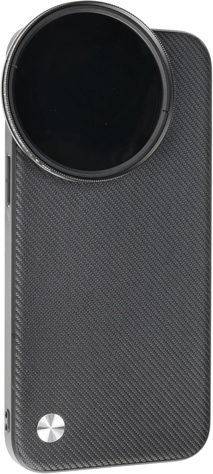 FocusFoto Phone Case Holder for iPhone 15 Pro Case, Integrated with 58mm Threaded Filter Adapter, with 58mm Variable ND2-ND400 Fader ND Neutral Density Filter Kit (Black)