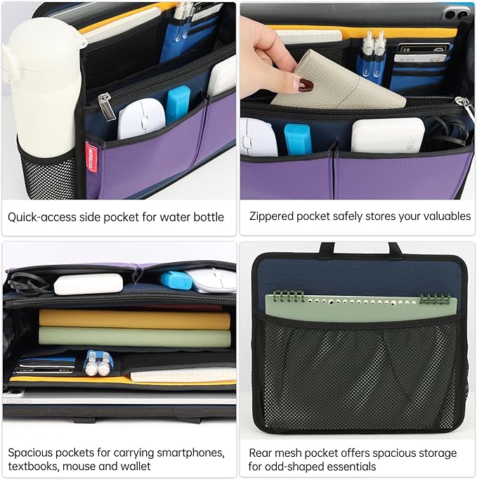 Small Rugged Organizer Insert for Briefcase Tote Shoulder Messenger Bag-19 Pockets,Durable Padded Nylon,Handle-Mix