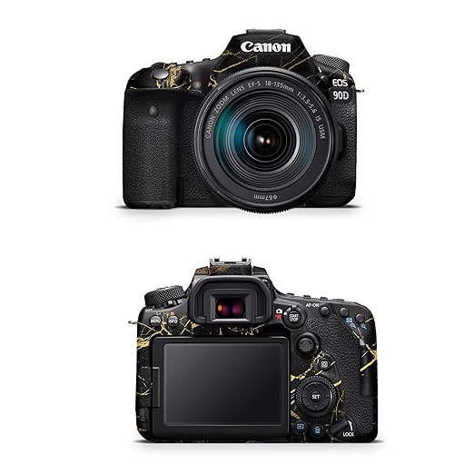 Camera Skin Compatible with Canon EOS 90D Camera (2019) - Black Gold Marble - Premium 3M Vinyl Protective Wrap Decal Cover - Easy to Apply | Crafted in The USA by MightySkins