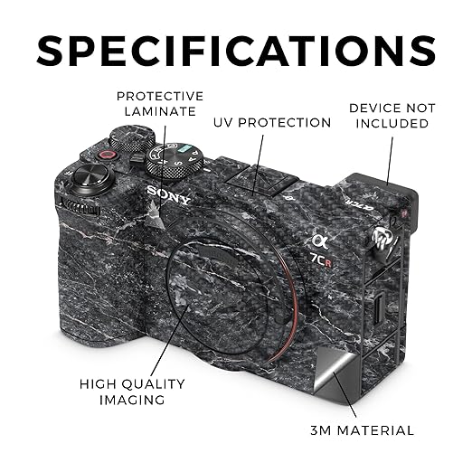 Carbon Fiber Camera Skin Compatible with Sony Alpha 7CR Camera (2023) - Onyx Marble - Premium 3M Vinyl Protective Wrap Decal Cover - Easy to Apply | Crafted in The USA by MightySkins