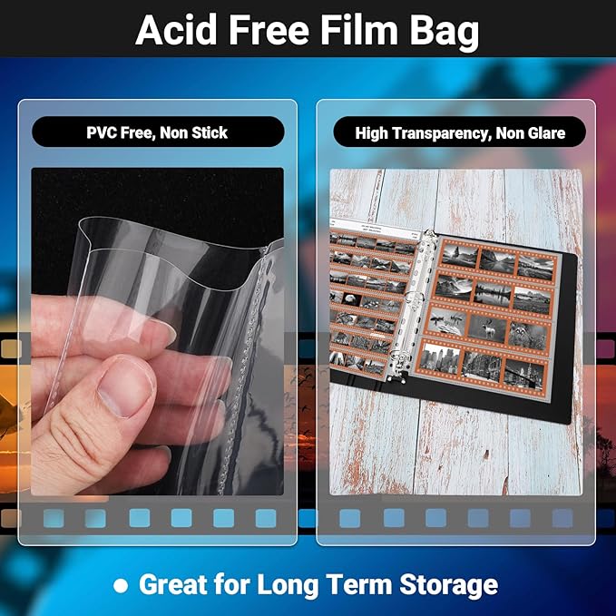 ENPOINT Acid Free Film Negative Binder, 3 Ring Binder with 30 Pack 35mm Negative Sleeves and 30 Pack 120 Film Sleeves