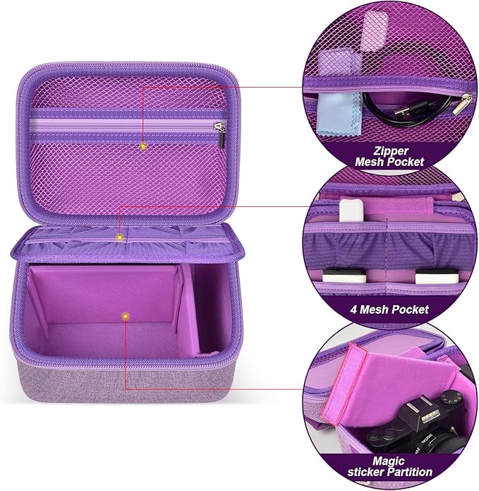 ANKHOH Vlogging Camera Case for Duluvulu/for Zostuic/for YIGLLO/for Gavonde/for Canon/for Kodak Pixpro Digital 4K 5K Camera Carrying Travel Bag for SD Cards, Accessories(Box Only)(Purple)