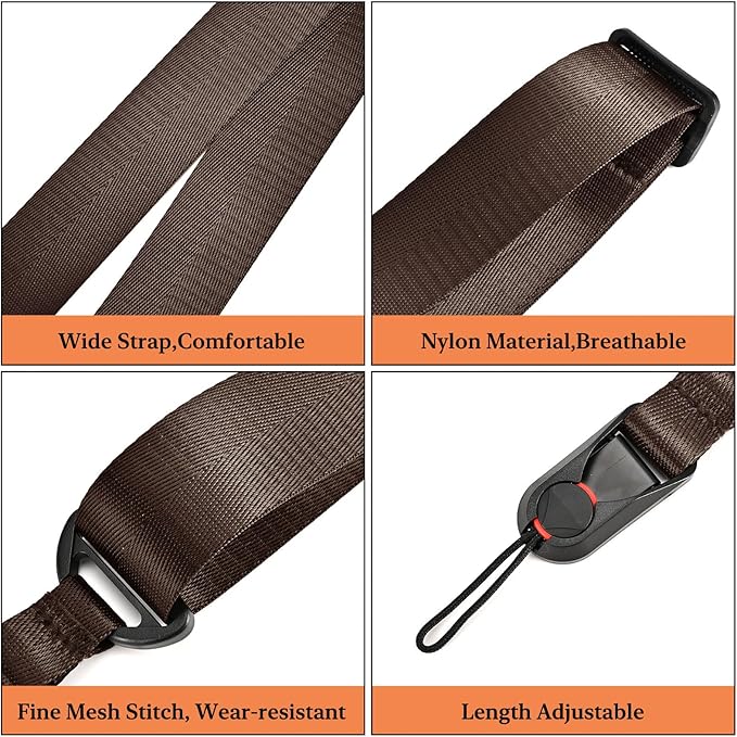 Yuenoks Camera Strap with Quick Release Buckles, Adjustable Camera Neck Strap 31.5-51 inch Shoulder Camera Strap Compatible with Nikon Canon Sony Olympus DSLR Camera-Brown