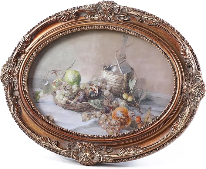 Vintage Picture Frames 4x6 Ornate Bronze Antique Pictue Frames with Real Glass Cover for Wall & Tabletop Display Victorian Home Decor Gallery Wall Decor,Oval